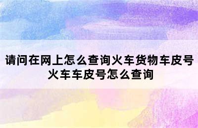 请问在网上怎么查询火车货物车皮号 火车车皮号怎么查询